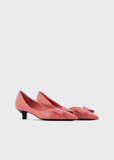  Giày Nữ Armani Nappa Leather Kitten Heeled Court 'Pink' 
