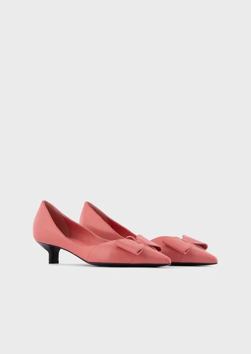  Giày Nữ Armani Nappa Leather Kitten Heeled Court 'Pink' 
