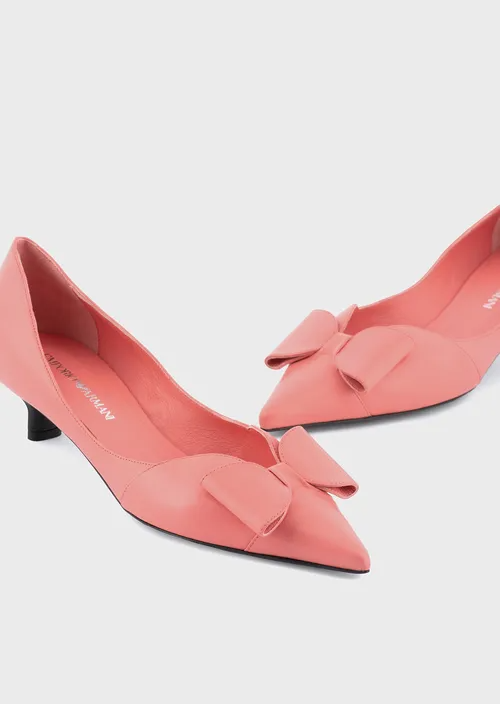  Giày Nữ Armani Nappa Leather Kitten Heeled Court 'Pink' 
