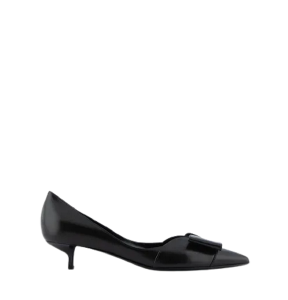  Giày Nữ Armani Nappa Leather Kitten Heeled Court 'Black' 