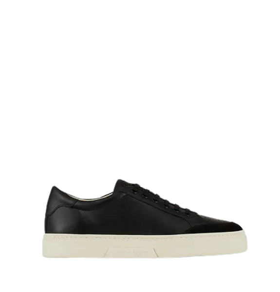  Giày Nam Giorgio Armani Leather Sneakers Suede Details 'Black' 