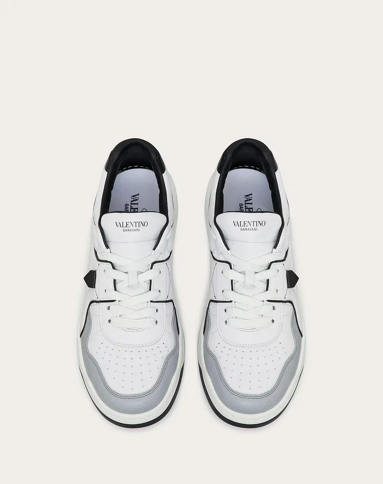  Giày Nam Valentino One Stud Nappa Low Top 'White Black' 