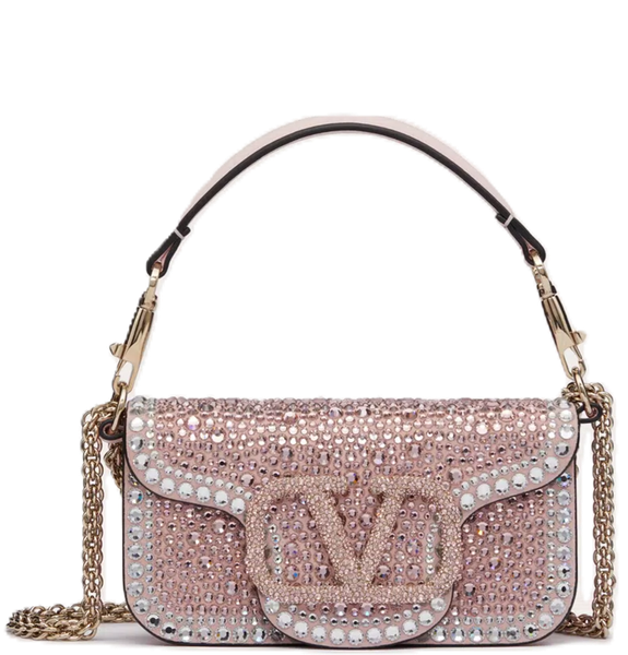  Túi Nữ Valentino Small Locò Rhinestones 'Rose Quartz' 