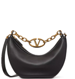  Túi Nữ Valentino Small Vlogo Moon Leather Chain 'Black' 