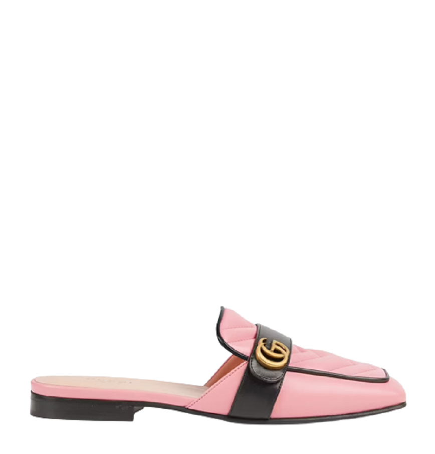  Giày Nữ Gucci Slipper With Double G Leather 'Pink' 