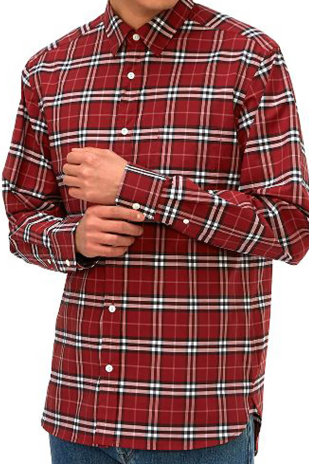 Áo Nam Burberry Check Long Sleeve Shirt 'Red' 8011398 – LUXITY