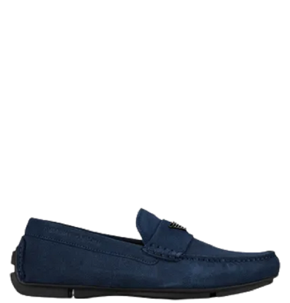  Giày Nam Emporio Armani Suede Driving Loafers 'Blue' 