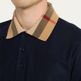 Áo Nam Burberry With Check Collar Polo 'Navy' 