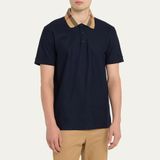  Áo Nam Burberry With Check Collar Polo 'Navy' 