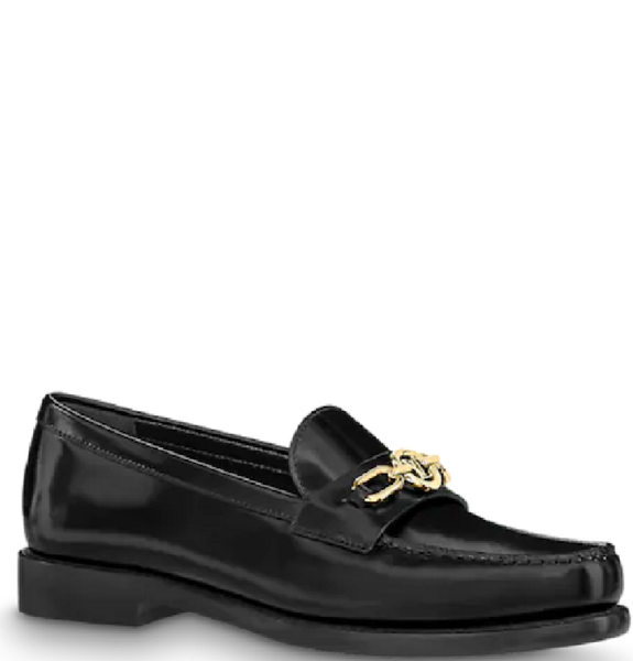 Giày Nữ Louis Vuitton Chess Flat Loafers 'Black' 