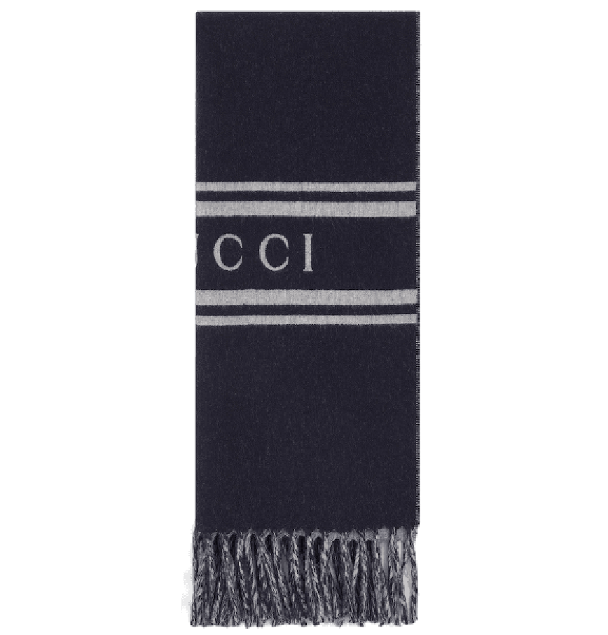  Khăn Gucci Wool Cashmere Scarf 'Navy' 