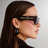  Kính Nữ Gucci Panthos Sunglasses 'Black' 