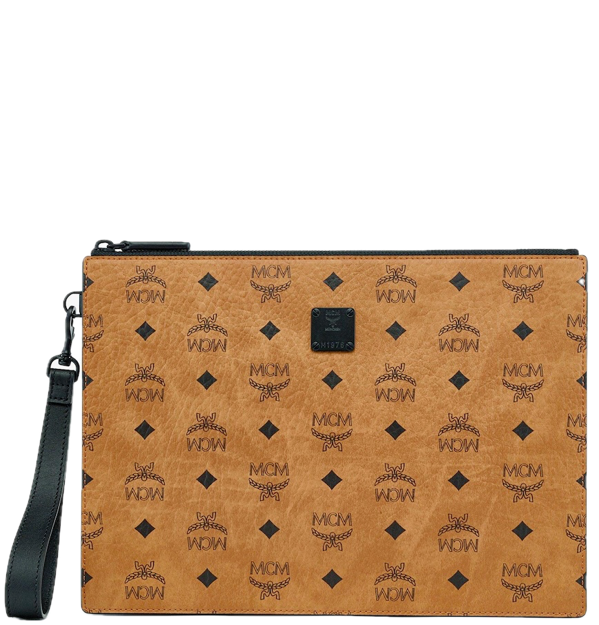  Túi MCM Aren Wristlet Zip Pouch 'Cognac' 