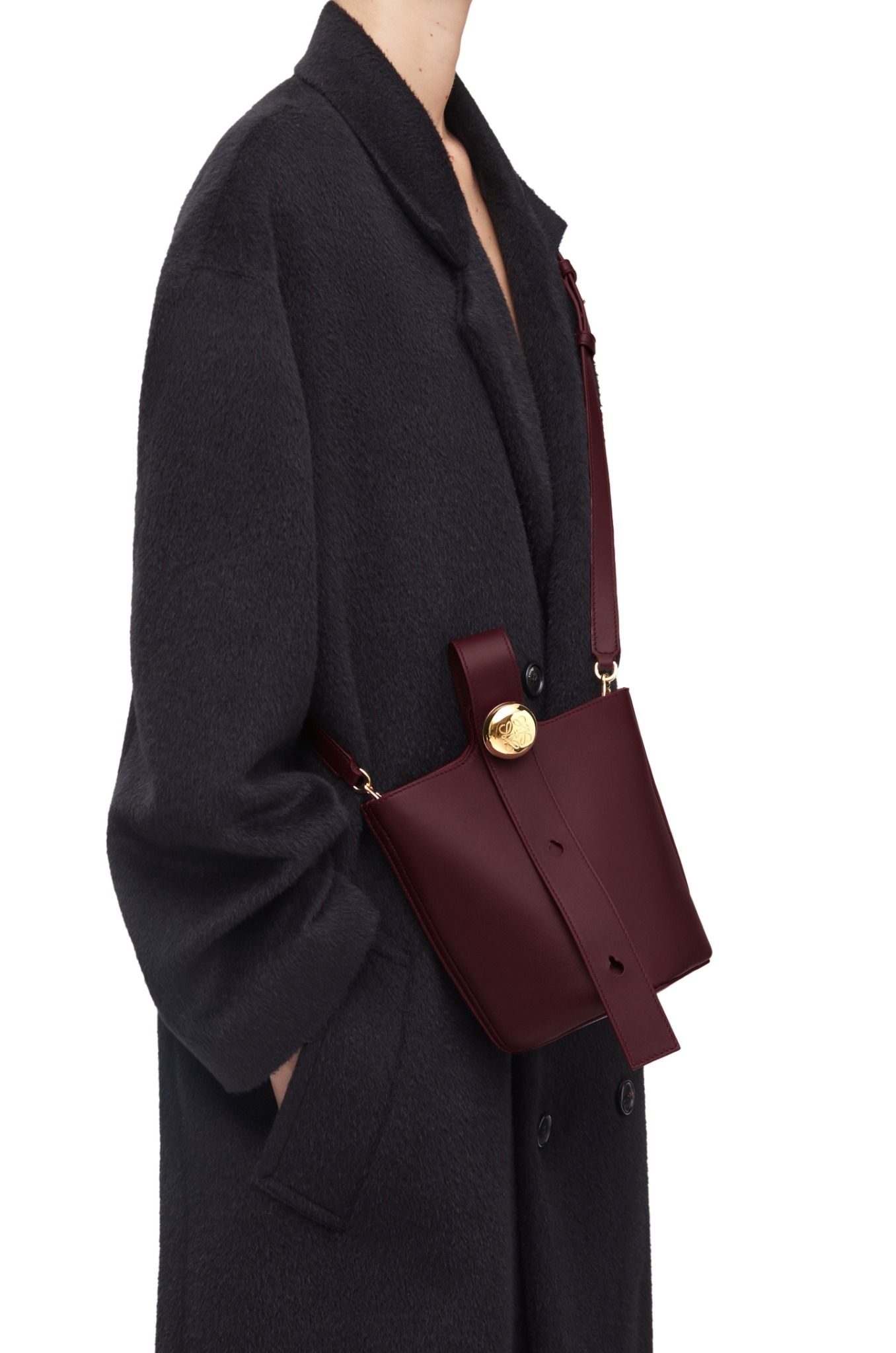  Túi Nữ Loewe Mini Pebble Bucket 'Burgundy' 