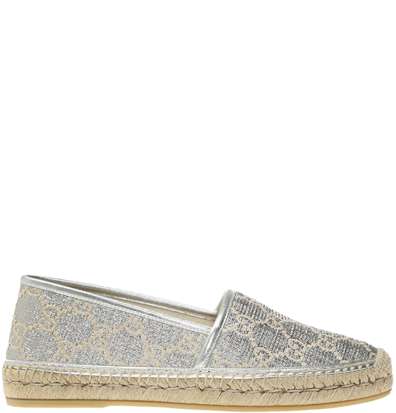  Giày Nữ Gucci Heritage Gg Lamé Espadrille In 'Silver' 