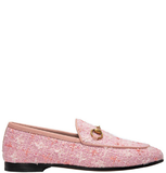  Giày Nữ Gucci Jordaan Tweed Loafers In 'Light Pink Tweed' 