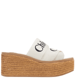  Dép Nữ Chloe Woody Wedge Espadrille 'White' 