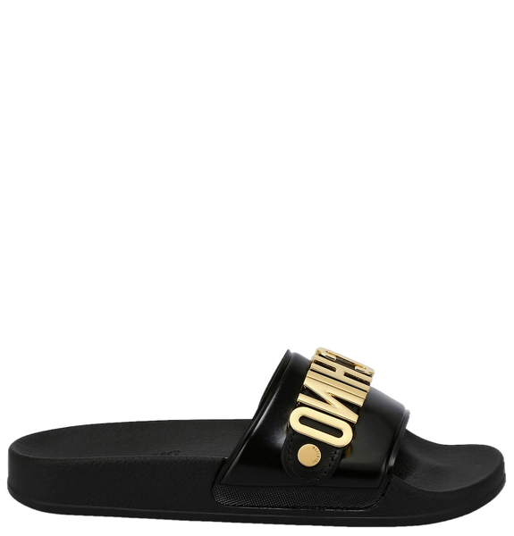  Dép Nữ Moschino PVC Slide Sandals 'Black' 