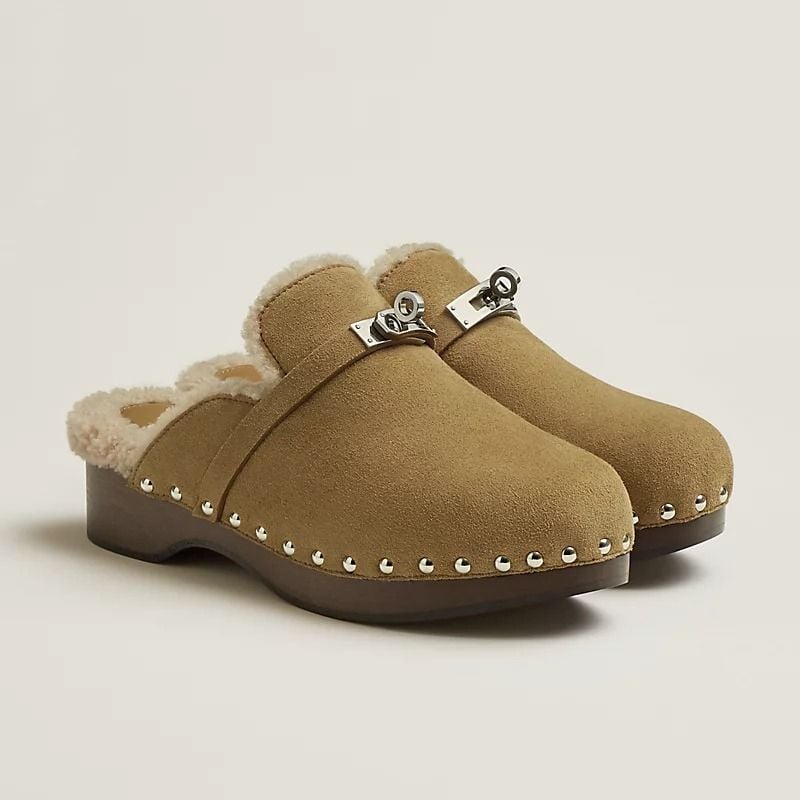  Giày Nữ Hermes Carlotta Mule 'Beige Gobi' 