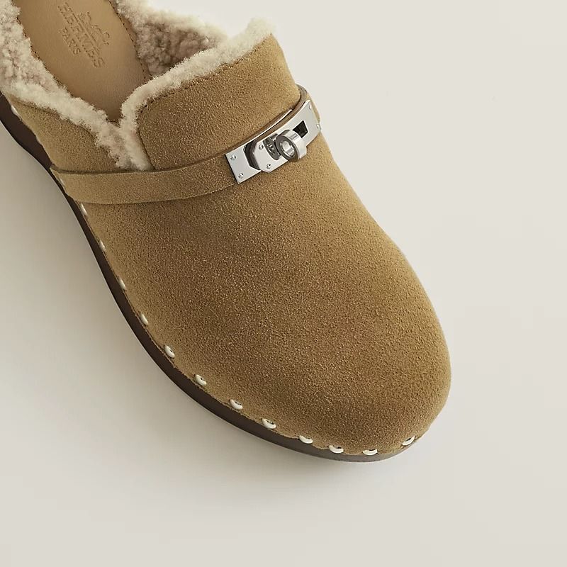  Giày Nữ Hermes Carlotta Mule 'Beige Gobi' 