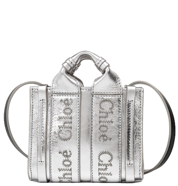  Túi Nữ Chloe Nano Woody Tote Bag 'Silver' 