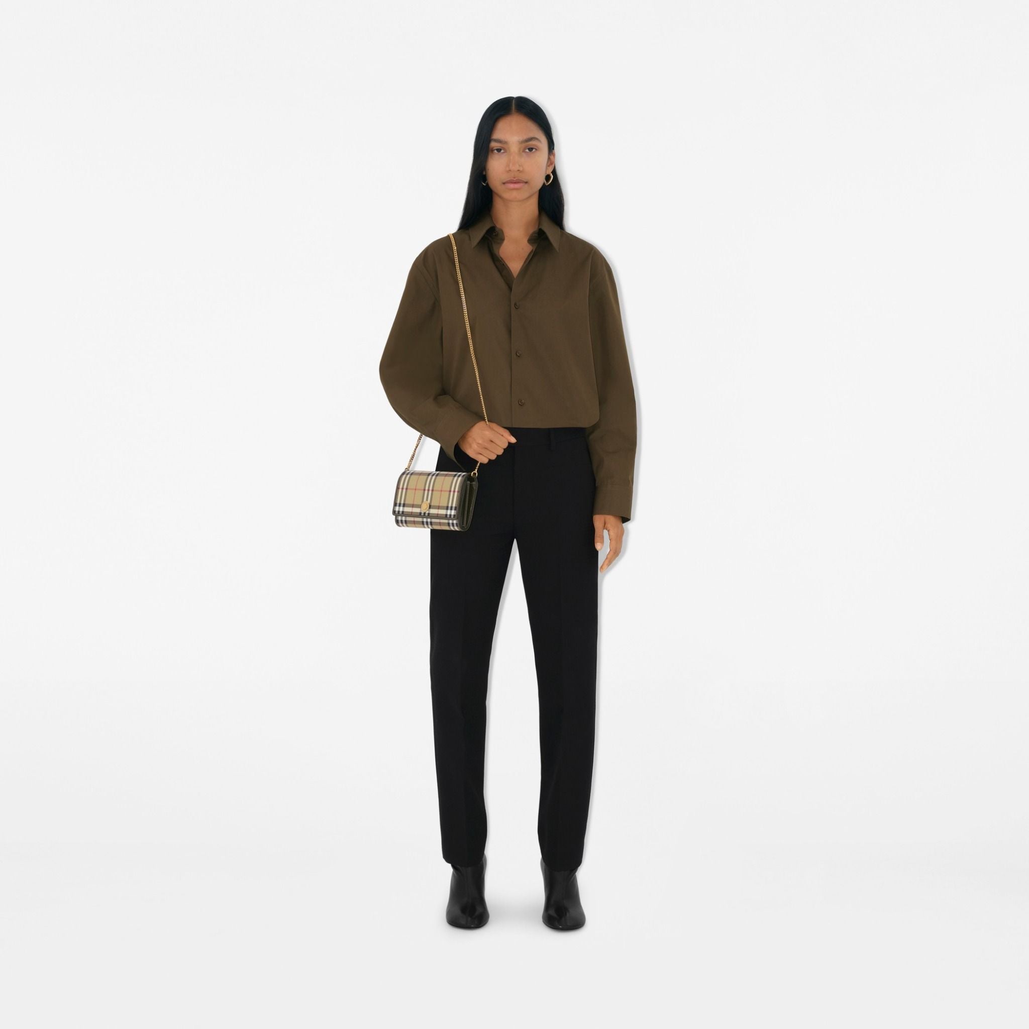  Ví Nữ Burberry Check Chain Strap Wallet 'Beige' 