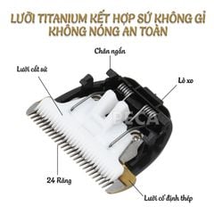 Bộ lưỡi tông đơ thay thế cho các dòng tông đơ Kemei KM-1086, KM-27C, KM-1085, lưỡi sứ không gỉ an toàn dễ tháo lắp