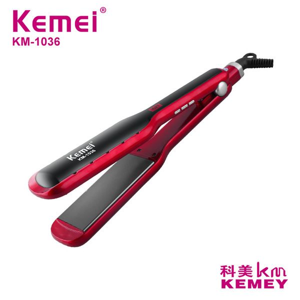 Máy duỗi, là tóc KEMEI KM-1036 với màn hình LED hiển thị 10 mức nhiệt độ phù hợp nhiều loại tóc