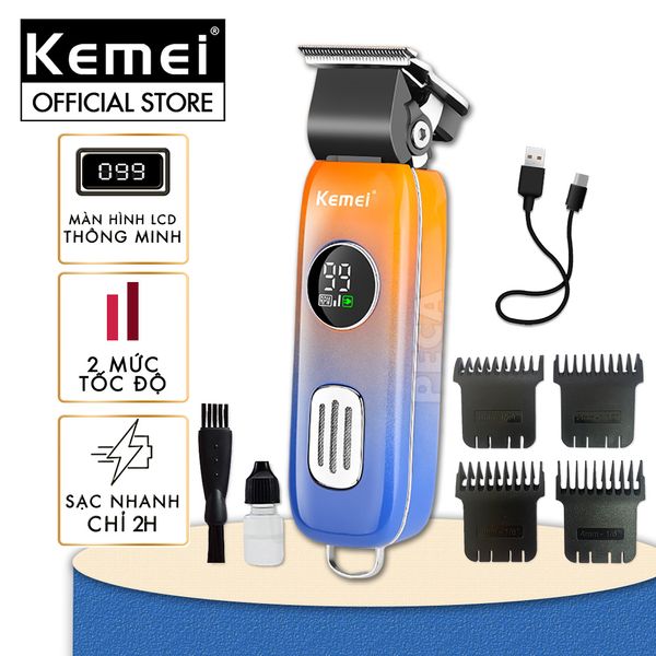 Tông đơ cắt tóc không dây Kemei KM-1837 màn hình LCD thông minh, thiết kế độc đáo, có thể cắt tóc,chấn viền, cạo râu... - hàng phân phối chính thức