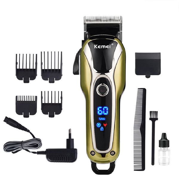 Tông đơ cắt tóc dành cho salon và gia đình kemei KM - 1990 màn hình LCD thông minh 2 tốc độ