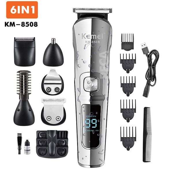 Tông đơ cắt tóc đa năng 11in1 Kemei KM-8508 không dây 2 tốc độ cắt có thể cắt tóc, cạo râu, tỉa lông mũi,..