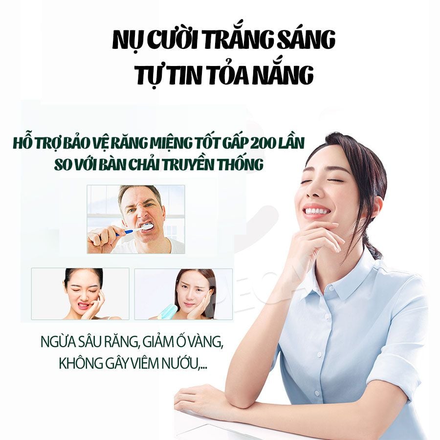 Bàn chải đánh răng điện Kemei KM-YS713 công nghệ rung siêu âm Tặng kèm 5 đầu bàn chải thay thế
