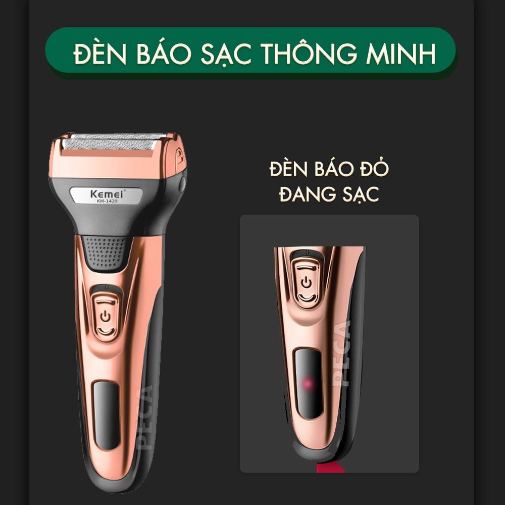 Máy cạo râu đa năng 3IN1 Kemei KM-1429 có thể cạo râu, cắt tóc, tỉa lông mũi, cạo khô và ướt, máy cạo râu chính hãng