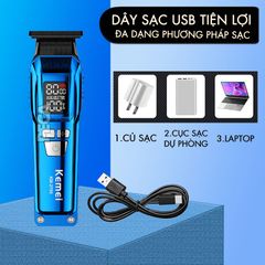 Tông đơ chấn viền Kemei KM-2795 lưỡi cắt mạ carbon DLC cao cấp công suất mạnh mẽ 8W sạc nhanh USB pin lâu - Chính hãng