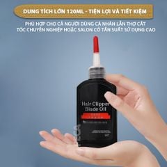 Dầu tra lưỡi tông đơ Kemei 120ml giúp làm mát lưỡi, động cơ hoạt động tốt, bảo vệ lưỡi chống gỉ sét, kéo dài tuổi thọ tông đơ - Hàng chính hãng