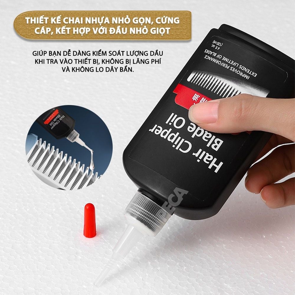 Dầu tra lưỡi tông đơ Kemei 120ml giúp làm mát lưỡi, động cơ hoạt động tốt, bảo vệ lưỡi chống gỉ sét, kéo dài tuổi thọ tông đơ - Hàng chính hãng