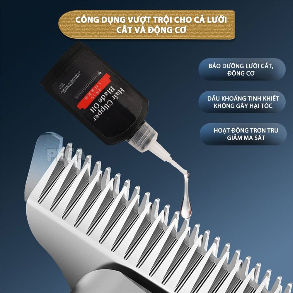 Dầu tra lưỡi tông đơ Kemei 120ml giúp làm mát lưỡi, động cơ hoạt động tốt, bảo vệ lưỡi chống gỉ sét, kéo dài tuổi thọ tông đơ - Hàng chính hãng