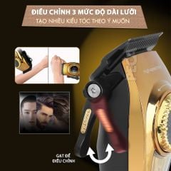 Tông đơ cắt tóc chuyên nghiệp Kemei KM-1691 lưỡi cắt mạ carbon công suất 10W điều chỉnh 40 mức tốc độ - Hàng chính hãng