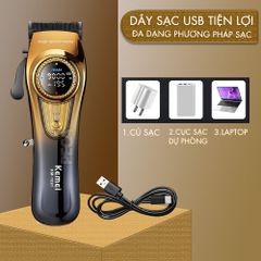 Tông đơ cắt tóc chuyên nghiệp Kemei KM-1691 lưỡi cắt mạ carbon công suất 10W điều chỉnh 40 mức tốc độ - Hàng chính hãng