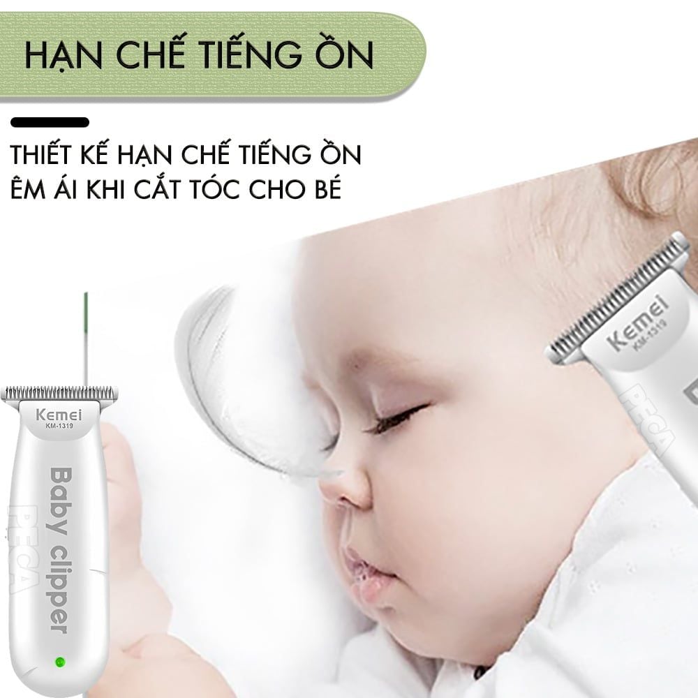 Tông đơ cắt tóc trẻ em mini Kemei KM-1319 có thể cắt tóc, chấn viền kích thước nhỏ gọn êm ái có thể dùng cho trẻ sơ sinh - bảo hành chính hãng 12 tháng