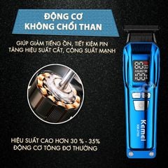 Tông đơ chấn viền Kemei KM-2795 lưỡi cắt mạ carbon DLC cao cấp công suất mạnh mẽ 8W sạc nhanh USB pin lâu - Chính hãng