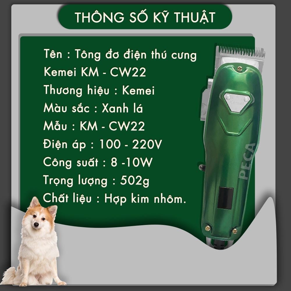 Tông đơ thú cưng điện Kemei KM-CW22 kèm theo kéo,dũa móng, lược trọn bộ tiện lợi, có thể cắt cho chó, mèo... - hàng phân phối chính thức