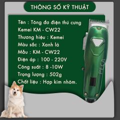 Tông đơ thú cưng điện Kemei KM-CW22 kèm theo kéo,dũa móng, lược trọn bộ tiện lợi, có thể cắt cho chó, mèo... - hàng phân phối chính thức