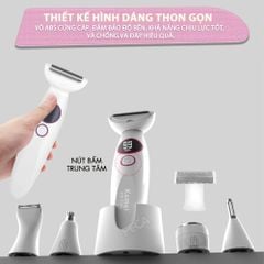 Máy tẩy lông đa năng 11in1 Kemei KM-7101 gồm đầu thay thế chuyên dụng cạo lông, sử dụng toàn thân - Chính hãng