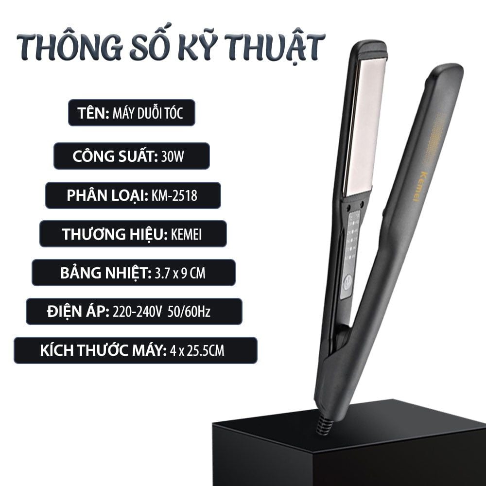 Máy duỗi tóc Kemei KM-2518 điều chỉnh 5 mức nhiệt sử dụng được cho mọi loại tóc