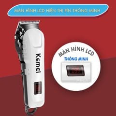 Tông đơ cắt tóc không dây KEMEI KM-809A chuyên nghiệp màn hình LCD hiển thị pin, cắt được lông cho thú cưng, chó, mèo