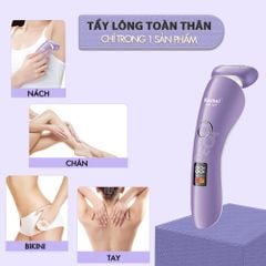 Máy tẩy lông Kemei KM-1539 chuyên dùng cạo lông toàn thân, bikini sử dụng pin sạc tiện lợi - Chính hãng
