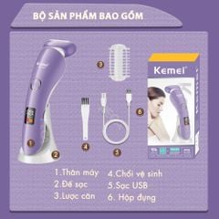 Máy tẩy lông Kemei KM-1539 chuyên dùng cạo lông toàn thân, bikini sử dụng pin sạc tiện lợi - Chính hãng