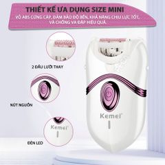 Máy tẩy lông đa năng 2in1 Kemei KM-395 gồm 2 đầu thay thế chuyên dụng nhổ lông, cạo lông, sử dụng toàn thân - Chính hãng