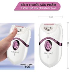 Máy tẩy lông đa năng 2in1 Kemei KM-395 gồm 2 đầu thay thế chuyên dụng nhổ lông, cạo lông, sử dụng toàn thân - Chính hãng